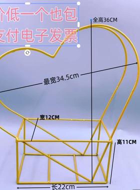 金属新款溢满园藤编铁艺爱心圆形手提几何花盒花艺资材悬挂花篮