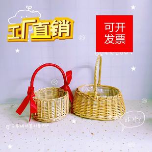 花艺插花柳编手提婚礼小花篮手工藤编竹编筐编织花盆竹篮草编篮子