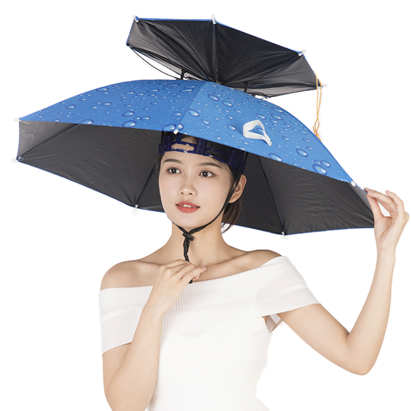务农伞帽头戴式雨伞大号防晒双层太阳头顶伞遮阳防雨钓鱼伞垂钓带_虎窝淘