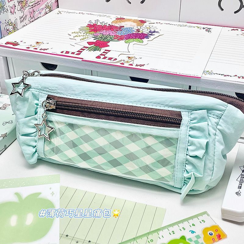 新款韩系薄荷巧克力透明痛包笔袋大容量高颜值ins风少女心初高中