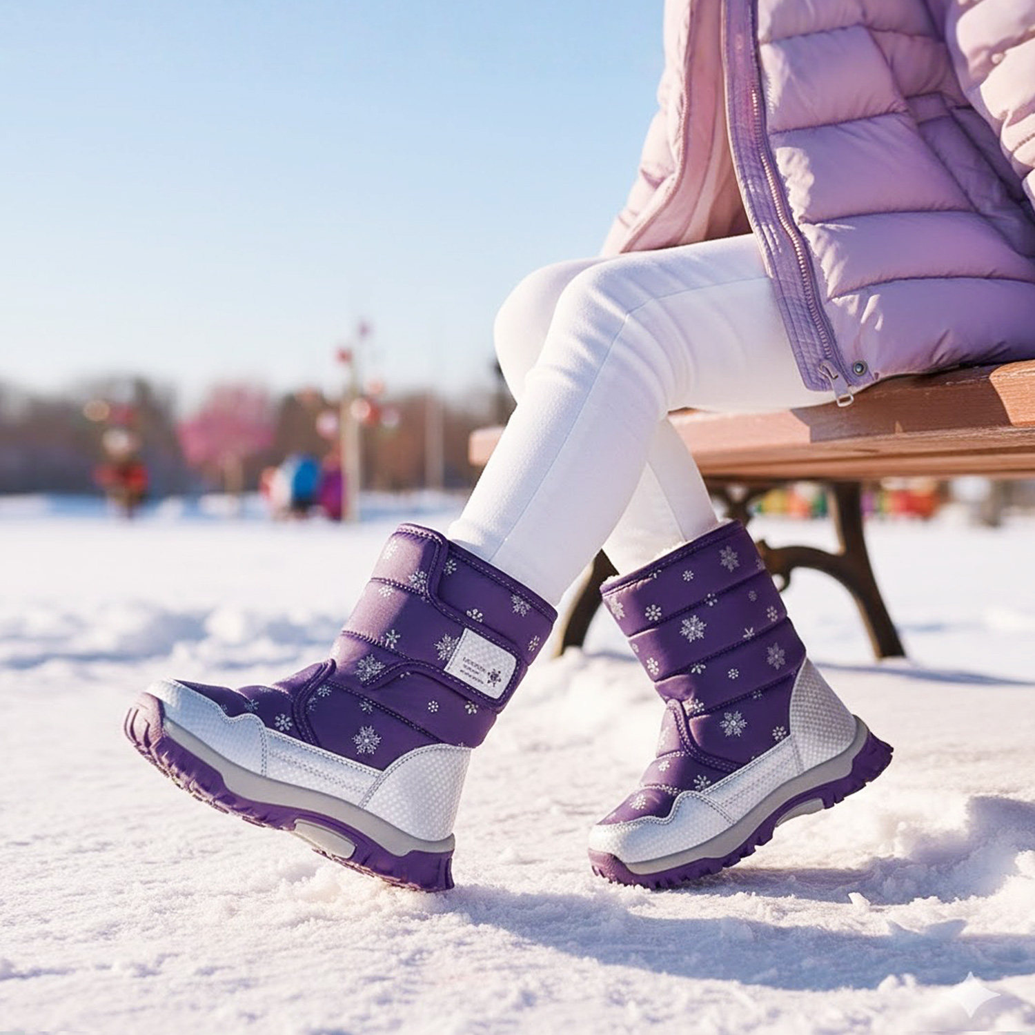 冬季女童加绒防水防滑雪地靴