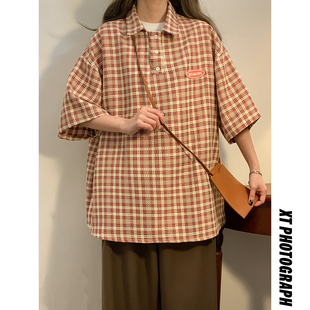 青春休闲时尚 2024夏季 新款 百搭格子套头POLO衫 HT30 XZ105C P45