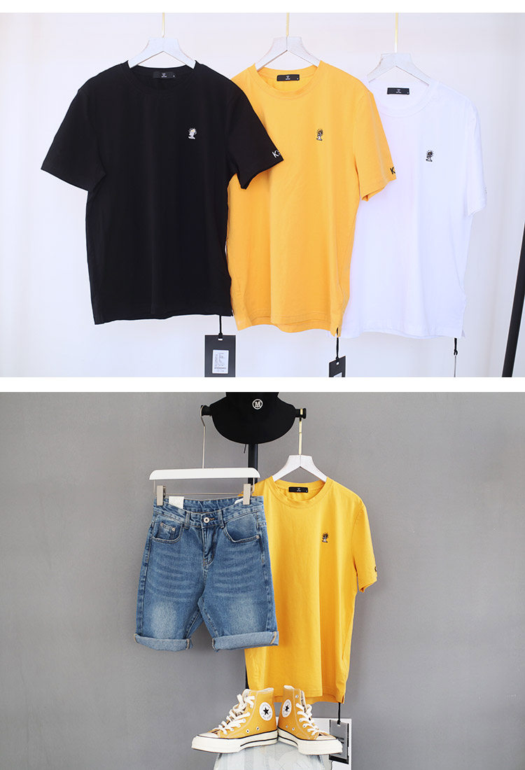 2019胸前小刺绣T夏季新品纯色圆领短袖男女同款T恤美式半袖|msdalam kategori Pakaian Lelaki, baju-T - dari Buy2taobao.com untuk memberikan perkhidmatan ejen Taobao profesional membeli