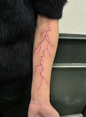 万圣节紫色闪电彩色纹身贴血管裂痕炫酷小众手臂防水持久ins风