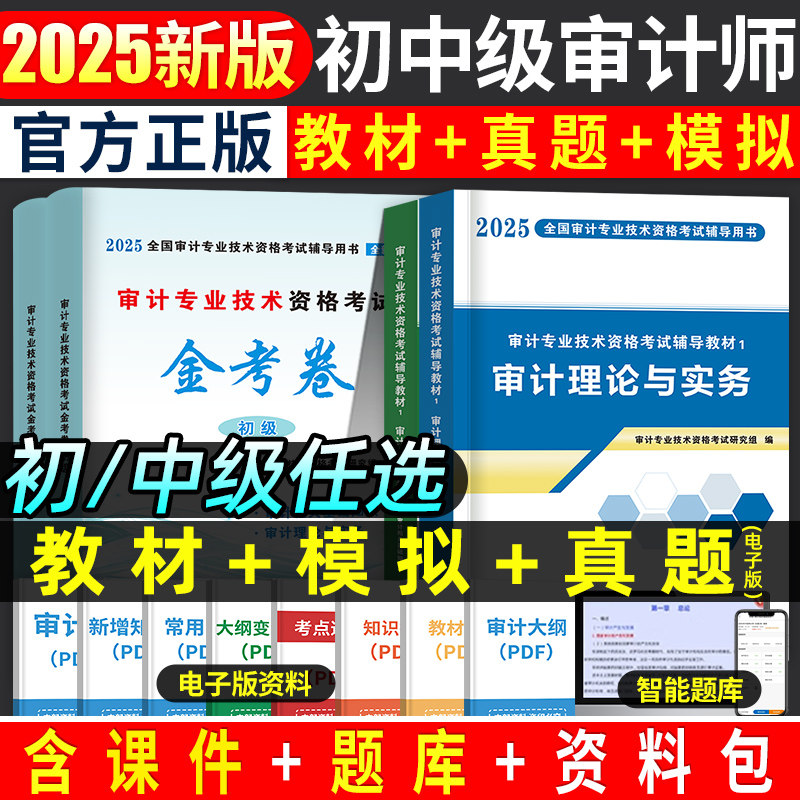 审计师中级教材2025年初级审计师考试用书试卷审计理论与实务专业相关知识基础初级专业技术资格历年真题库模拟卷习题集一本通