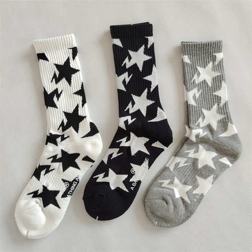 日系男女纯棉毛巾底中高筒运动袜