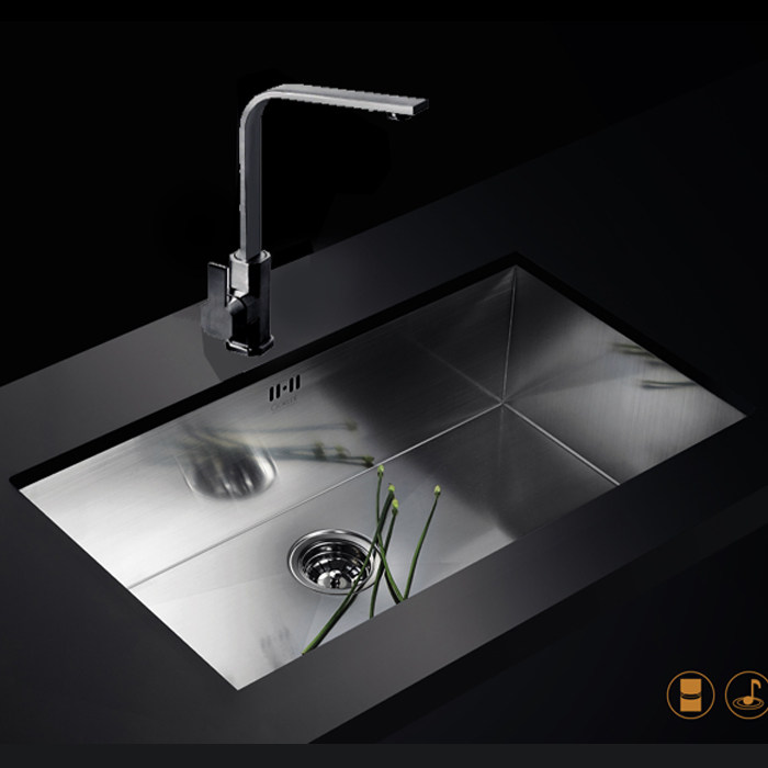 佳德手工水槽单槽套餐sq06台下台上加厚304不锈钢大单槽水槽