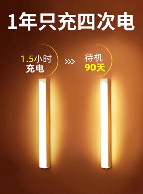 长条LED灯泡灯条灯带充电无布线磁吸自粘楼道衣柜光控橱柜床头灯
