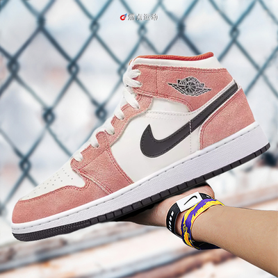AIR JORDAN 1 MID SE (GS) AJ1 大童 粉白黑DV1336-800