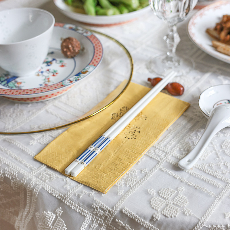 印花烫金餐巾纸巾餐垫餐桌摆盘仪式感家宴聚会欧美法新中式拍照