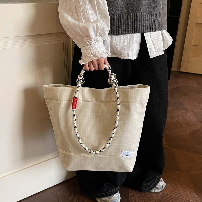 攀岩绳格纹托特包女高级感轻便尼龙布手提包大容量上班通勤单肩包,箱包皮具/热销女包/男包,托特包,淘宝优惠券,粉丝福利购,淘宝优惠卷