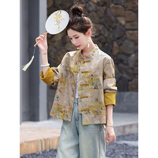 新中式国风上衣减龄超火唐装外套女春秋装2025新款爆款盘扣短外套
