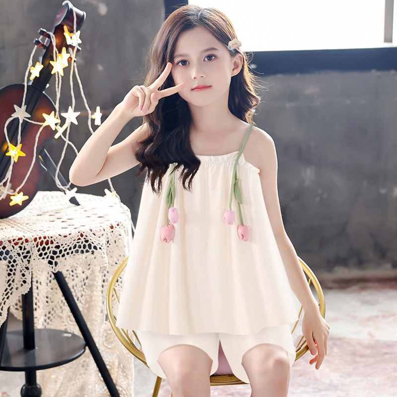 女童2024爆款夏季吊带露肩甜美可爱中大童时尚家居服套装可外穿,童装/婴儿装/亲子装,家居服套装,淘宝优惠券,粉丝福利购,淘宝优惠卷