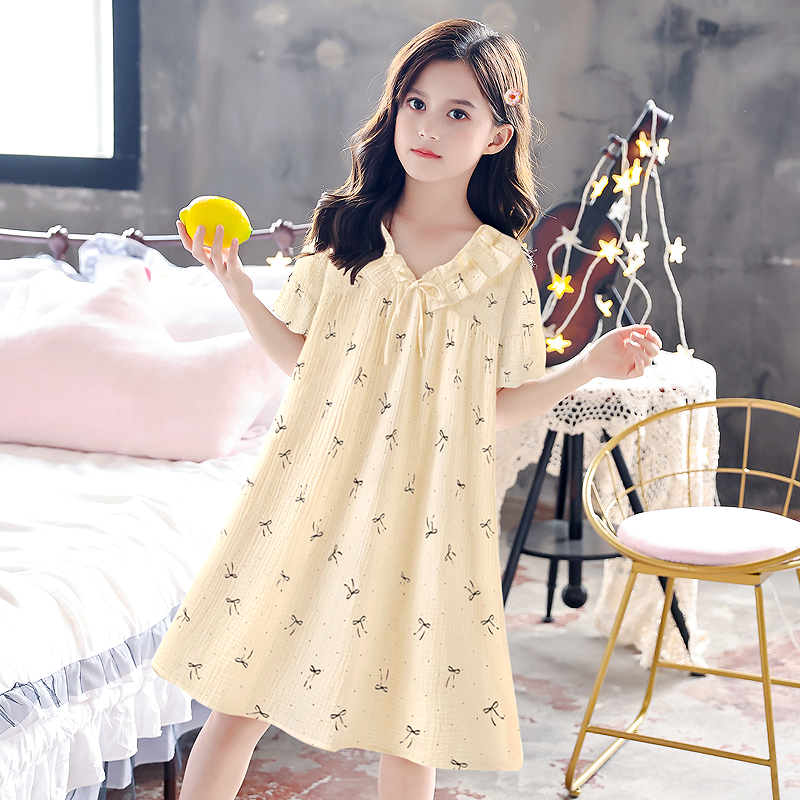 2025年新款女童纯棉空调服舒适睡裙蝴蝶结可外穿公主风凉感家居服,童装/婴儿装/亲子装,家居裙/睡裙,淘宝优惠券,粉丝福利购,淘宝优惠卷