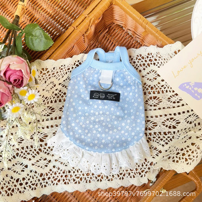 宠物春夏薄款冰丝蕾丝裙子狗狗猫咪衣服吊带降温凉比熊衣服饰批发