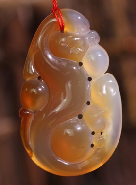 源饰界-天然冰彩玉髓挂件玉石龙如意吉祥大号吊坠微瑕疵81#