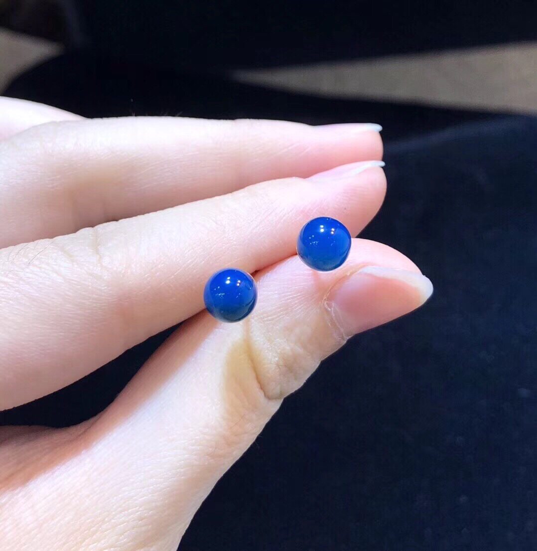 正品天然5A多米尼加天空蓝蓝珀耳钉18k金琥珀蜜蜡戒指吊坠耳坠