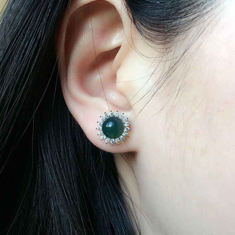 天然墨西哥5A净水蓝珀耳钉 太阳花戴妃款耳坠耳饰耳环女 ME0703