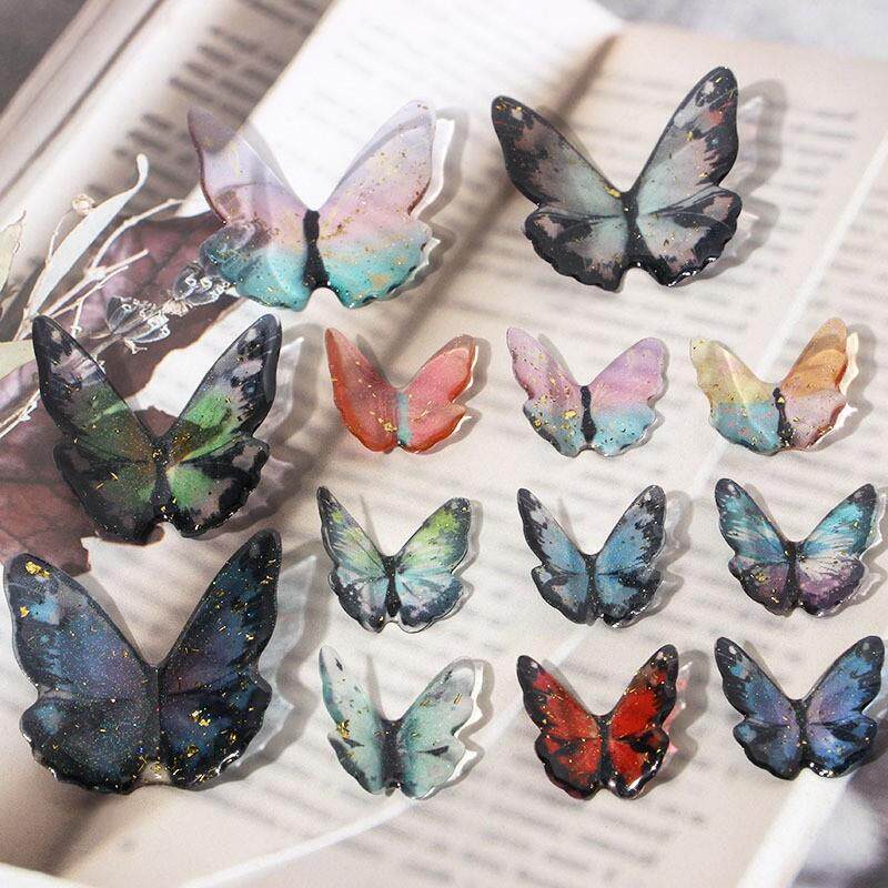 多色蝴蝶滴油金箔挂件DIY手工发夹饰品耳环配件材料日系小清新风