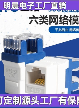 RJ45180度电脑千兆网络模块可定作CAT6六类网线模块电脑配件