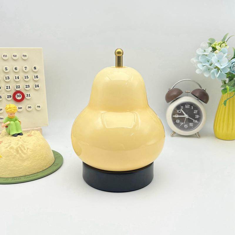 氛围台灯灯卧室触摸法式简约充电客厅小夜灯床头玻璃梨子奶油装饰