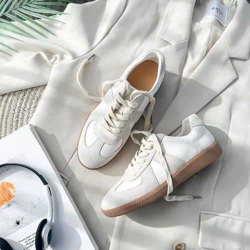 韩国真皮德训鞋女2026新款复古