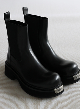 VIPlander英伦厚底切尔西靴男真皮短靴冬季商务休闲皮鞋黑171903