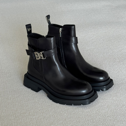 真皮商务休闲厚底侧拉链马丁靴