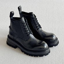VIPlander英伦风真皮马丁靴男2025冬季黑色短筒机车靴复古166331