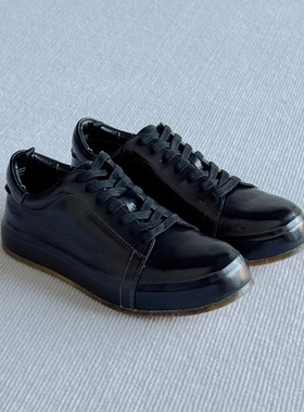 VIPlander真皮马皮板鞋男黑色透气休闲鞋轻奢小黑鞋皮鞋2326-1