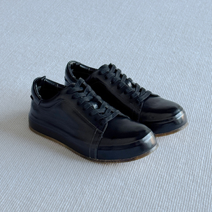 VIPlander真皮马皮板鞋男黑色透气休闲鞋轻奢小黑鞋皮鞋2326-1