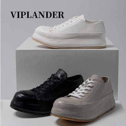 viplander2024新款春夏板鞋马皮皮质休闲植鞣厚底复古皮鞋男A1-5