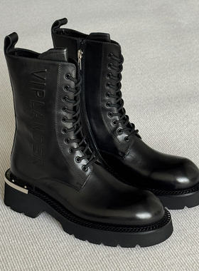 VIPlander头层牛皮厚底马丁靴休闲通勤增高高帮皮靴男冬季163504