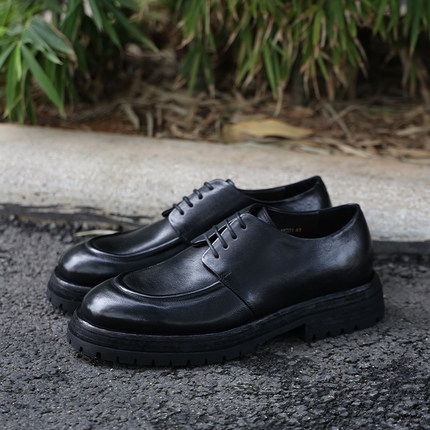 马皮鞋复古水洗做旧德比鞋手工真皮厚底皮鞋男146901