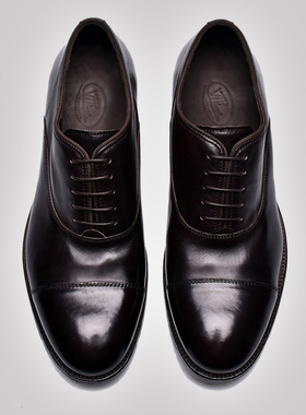 viplander 男士皮鞋真皮三接头秋季商务正装圆头手工新郎结婚男鞋