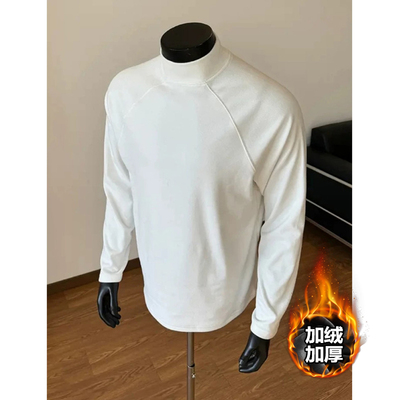白色半高领德绒打底衫男款