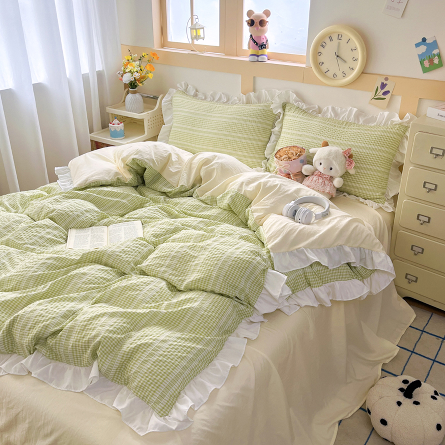 韩式花边纯棉针织床品套件