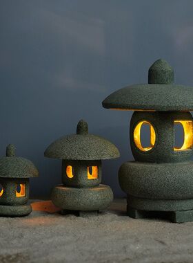 石灯笼庭院小夜灯鱼缸可沉底防水灯塔新中式氛围微景观植物造景塔