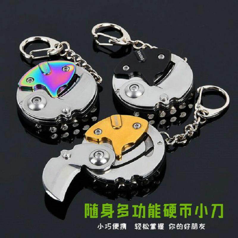 迷你折叠刀高硬度硬币刀随身小刀钥匙扣便携折刀D2钢刀户外EDC刀