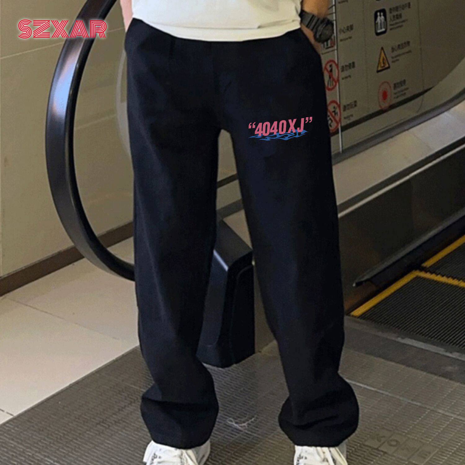 美式高街嘻哈痞帅冬季运动卫裤男款宽松百搭直筒潮牌休闲外穿长裤