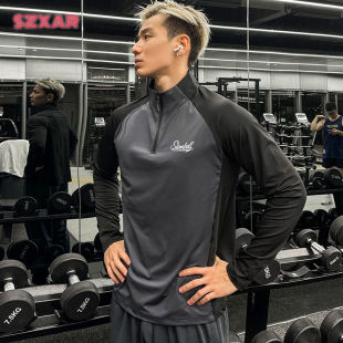 SLAMBALL健身衣服男半拉链运动t恤长袖宽松秋冬跑步训练上衣