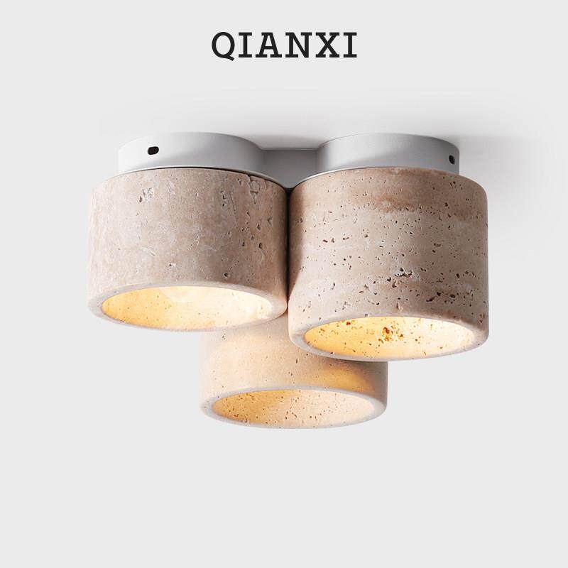 QIANXI走廊过道入户玄关阳台吸顶灯侘寂风书房次卧室黄洞石LED灯