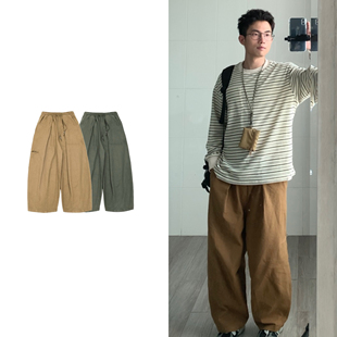 黑子舞想宽松拉链口袋休闲裤日式阔腿裤百搭哈伦裤中性男女款