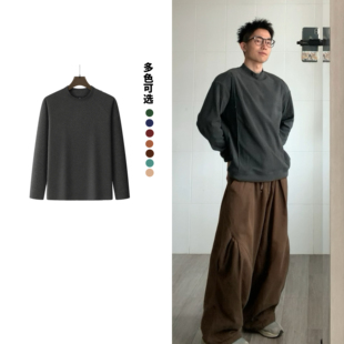 黑子舞想280克双面阳离子德绒圆领打底衫男女秋冬内搭保暖长袖t恤