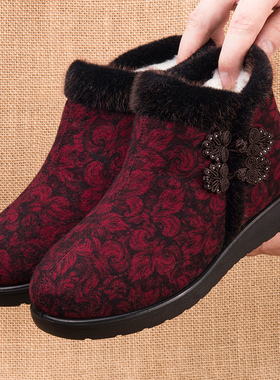 老北京布鞋女冬老年妈妈棉鞋加绒保暖防滑老太太老人奶奶羊毛棉鞋