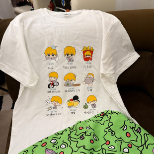 灵能百分百睡衣女夏短袖长裤纯棉薄款卡通动漫二次元小酒窝家居服