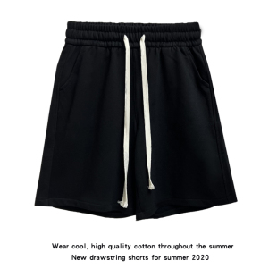 休闲百搭黑色五分裤 高腰宽松显瘦阔腿中裤 潮ins 女夏薄款 运动短裤