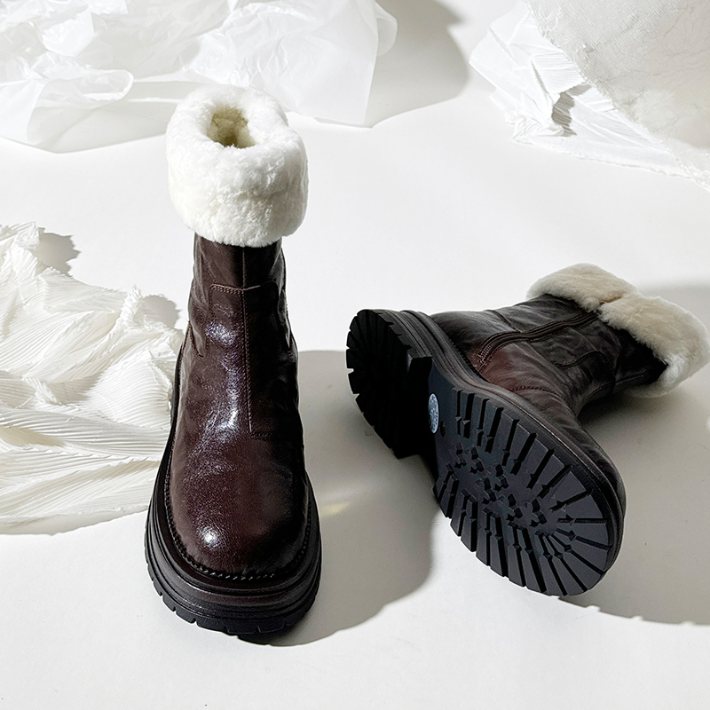 莲花府邸冬季头层羊皮加厚雪地靴