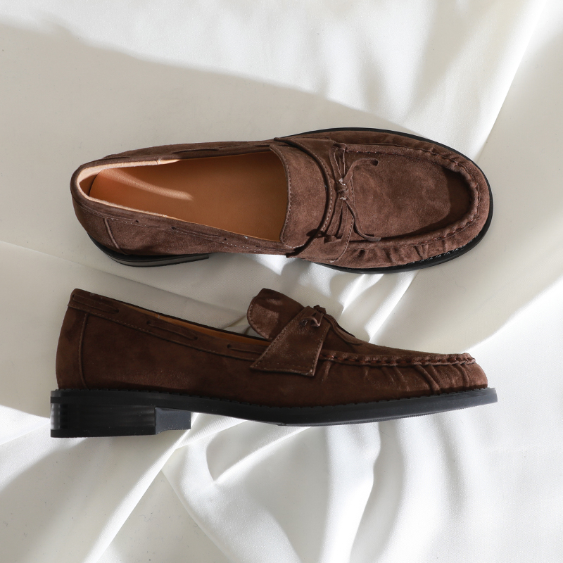 莲花府邸复古圆头蝴蝶结乐福鞋