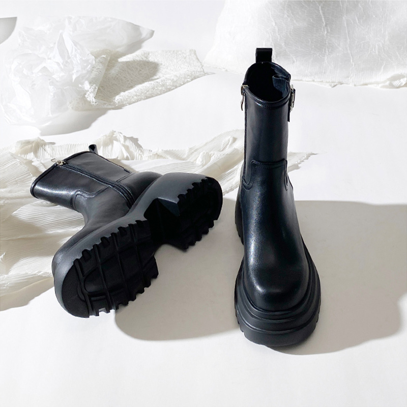 厚底松糕烟筒靴莲花府邸